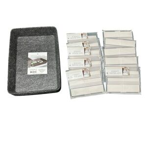 Set of 4 Gray Felt Drawer Organizer Trays + Dry Erase Labels Bundle